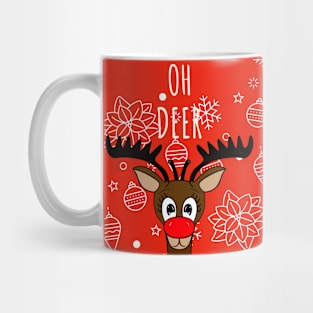 Reindeer Merry Christmas Oh Deer Funny Quote Mug